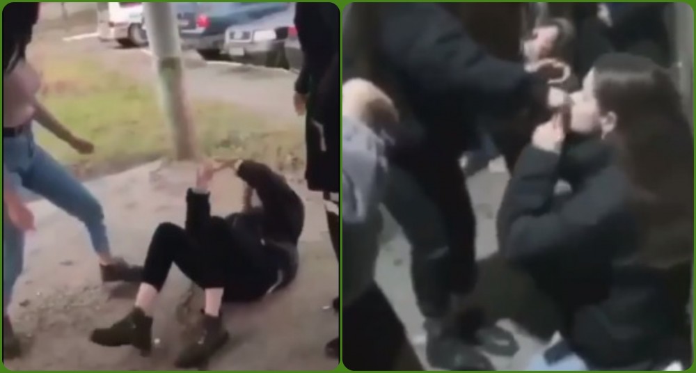 (video +18) REVOLTĂTOR // Adolescentă bătută cu picioarele, umilită, târâtă pe jos și obligată să sărute mâinile agresoarelor sale